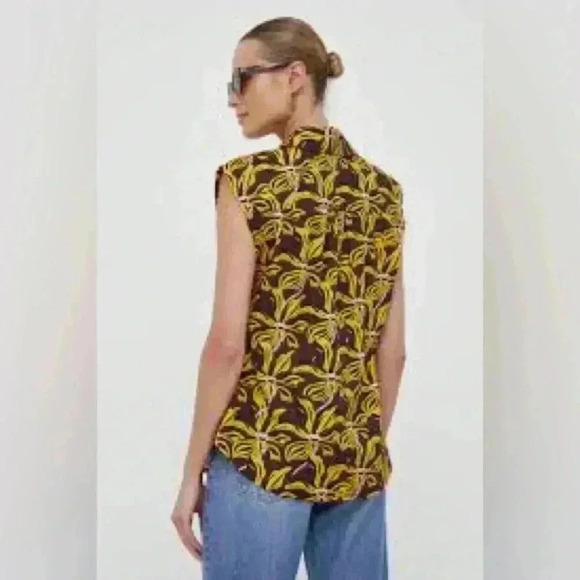 UNITED COLORS OF BENETTON floral print blouse size large yellow - Picture 4 of 11